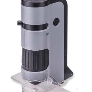 Carson MicroFlip 100 x 250 microscopio de Bolsillo con luz LED y UV con Base Deslizante abatible y Clip de digiscopio para Smartphone (MP-250 o MP-250MU)