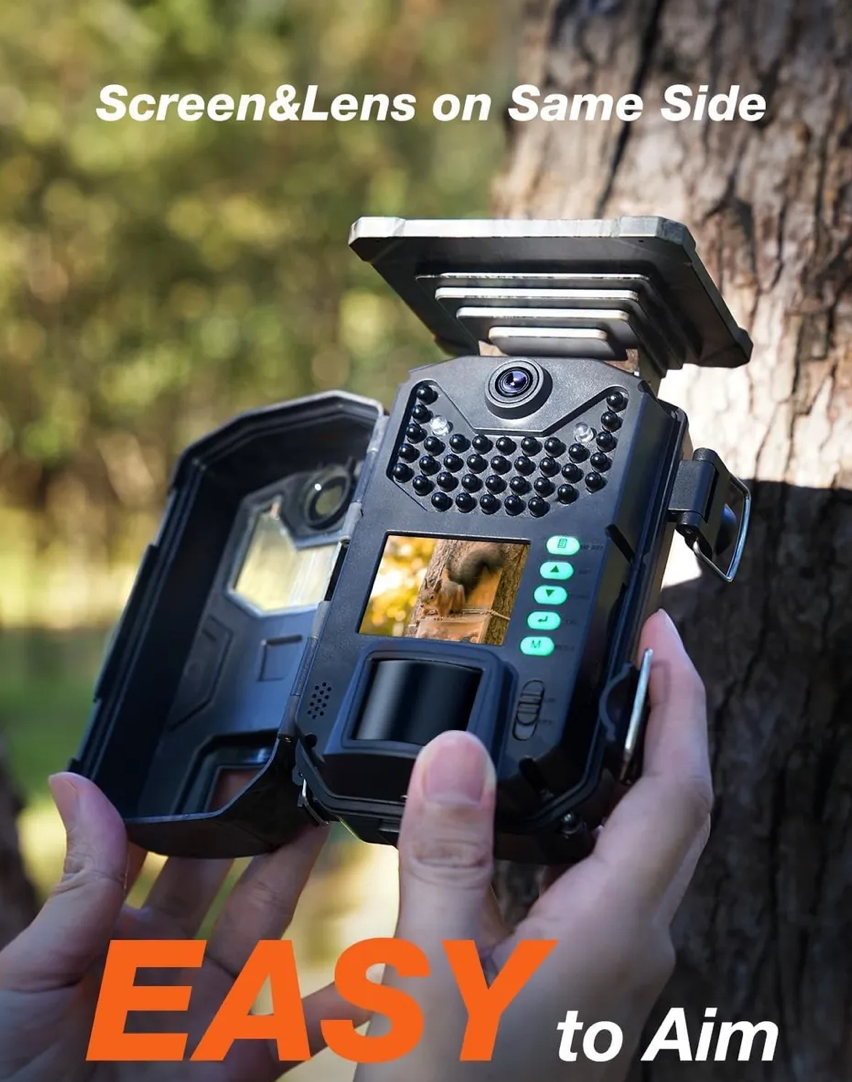 Cámara De Cacería Trampa 4k 48mp Con Panel Solar Y Lector Sd Camuflado